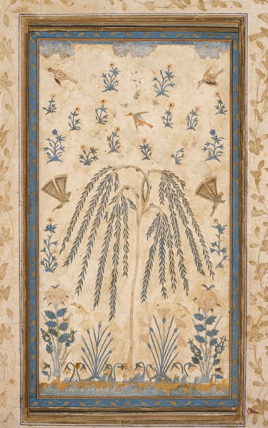 Découpé Flowers and Birds Around a Découpé Tree with Feathery Branches, Late 16th century. Creator: Unknown.