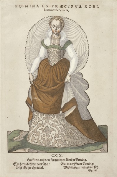 Foemina ex Praecipua Nobi' from Trachtenbuch von Nurnberg (Costume Book of Nuremberg), no CXIX, 1577 Creator: Jost Ammon.
