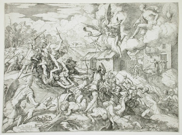 The Servants of Aeneas Battling the Servants of the Latin King, between 1560 and 1579. Creator: Giovanni Battista Fontana.