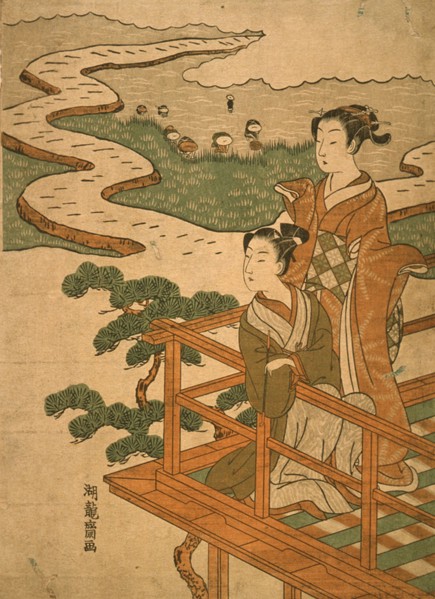 A Couple Viewing Rice Planting, 18th century. Creator: Isoda Koryusai.