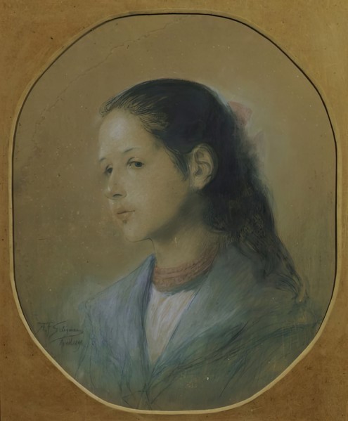 Lady with coral necklace, 1898. Creator: Adalbert Franz Seligmann.