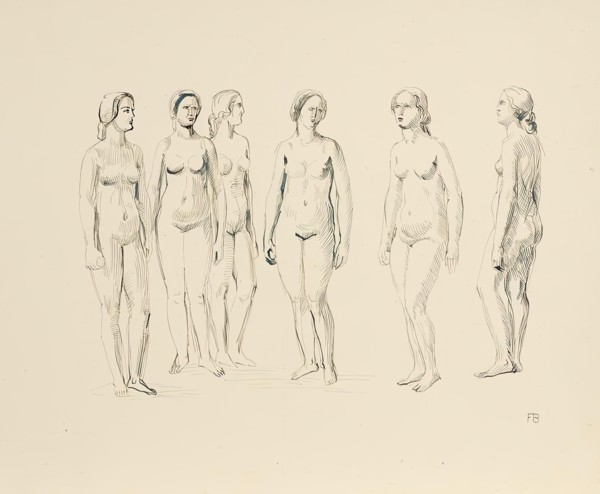Six female nudes, 1930. Creator: Franz Barwig the Elder.