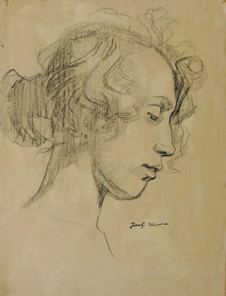 Girl's head in profile, 1920. Creator: Josef Wawra.