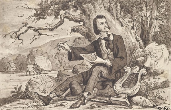 The arts: poet, lyre, painter, around 1870. Creator: Joseph Eugen Horwarter.