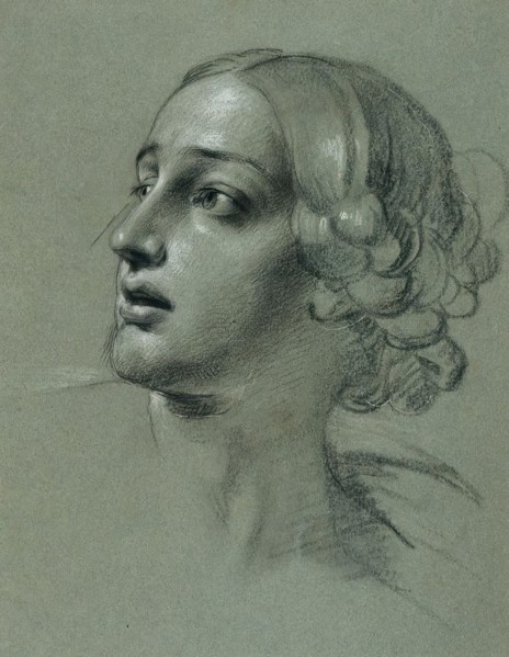 Head study for "Arindal and Daura", around 1820/1855. Creator: Johann Peter Krafft.