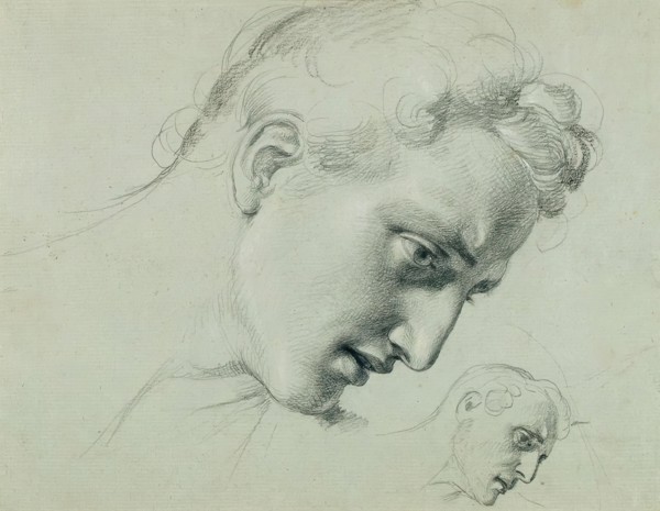 Head study for "Arindal and Daura", around 1820/1855. Creator: Johann Peter Krafft.