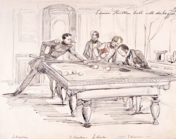 Edman! Which ball do you want scored. Pool scene. (c1850s) Creator: Fritz von Dardel.