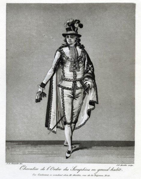 Chevalier de l'Ordre des Seraphins en grand habit, 1780s.  Creator: J F Martin.