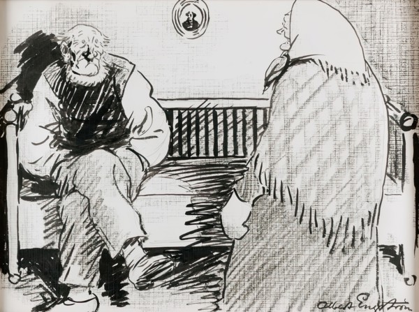 Peasant woman and peasant, (c1900s).  Creator: Albert Engstrom.