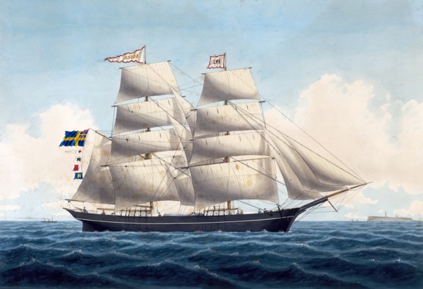 Brig Agnes of Gavle, 1871. Creator: Mathias Truelsen.