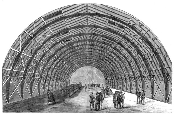 Volunteer Drill-shed at Birkenhead for the 1st Cheshire Volunteer Engineers, 1862. Creator: Unknown.