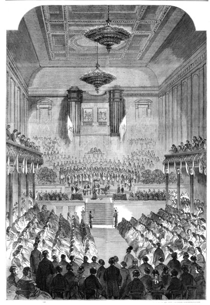 The Duke of Leinster presenting prizes to the children of the Masonic Female Orphan..., 1862. Creator: Unknown.
