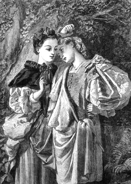 Rosalind and Celia ("As You Like It", by Miss Edwards in the Exhibition of the Society..., 1862. Creator: W Thomas.