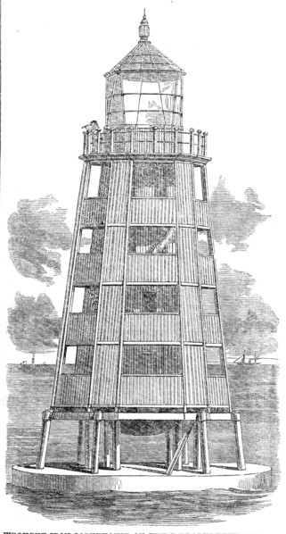 Wrought-iron lighthouse on the Daedalus Reef, in the Red Sea, 1862. Creator: Unknown.