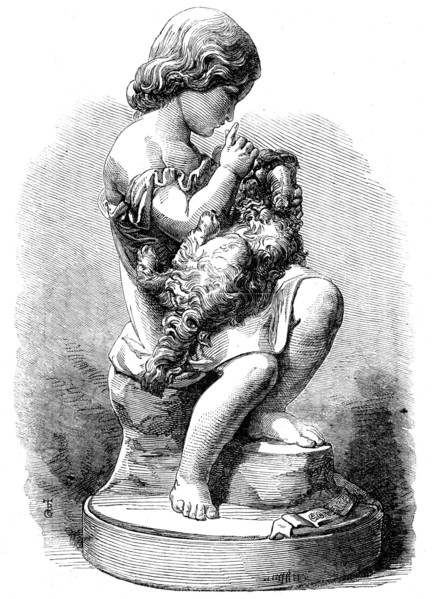 The International Exhibition - "Go to Sleep!", a marble group by J. Durham, 1862. Creator: Unknown.