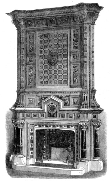 The Great International Exhibition: library chimneypiece by Trollope and Sons, 1862. Creator: Unknown.