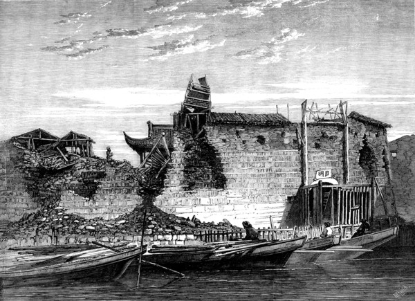 The Capture of Ningpo: breaches in the city wall, 1862. Creator: Unknown.