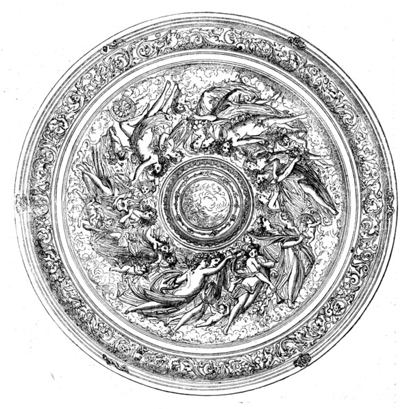 Top of Elkington's silver repoussé table, in the International Exhibition, 1862.  Creator: Unknown.