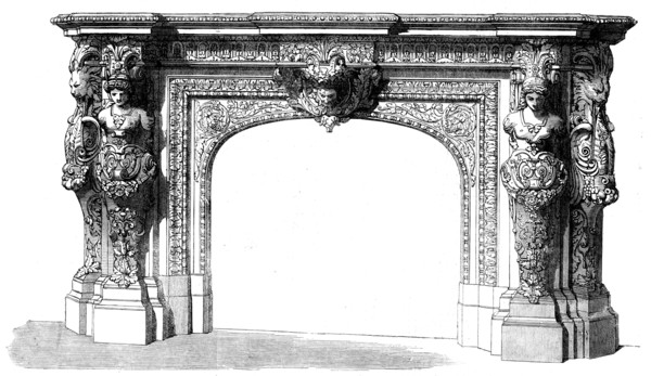 The International Exhibition - marble chimneypiece, by Leclercq, in the Belgian Court..., 1862.  Creator: Unknown.