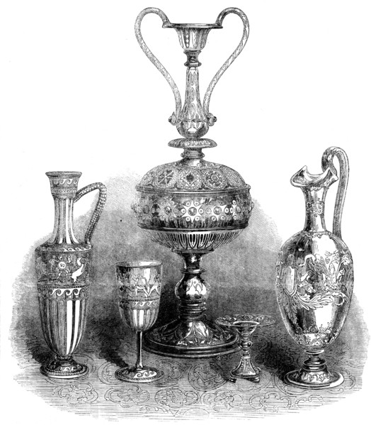 The International Exhibition: group of glass, by Messrs. Phillips..., 1862. Creator: Unknown.