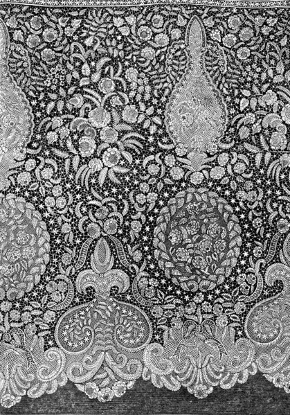 The International Exhibition: Honiton lace flounce by G. F. Urling, of Regent-street, 1862. Creator: Unknown.