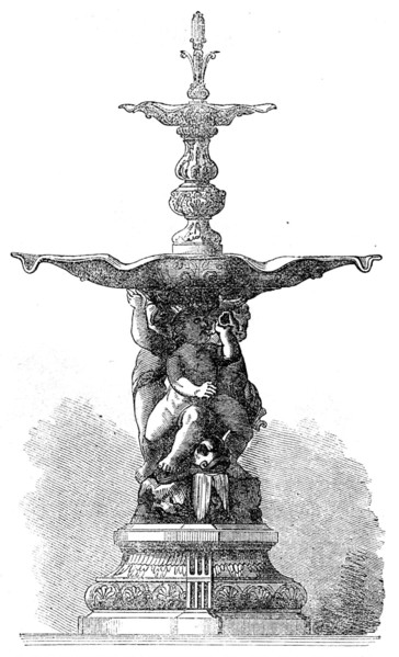 The International Exhibition: iron fountain, by Barbezat, in the French Court, 1862. Creator: Unknown.