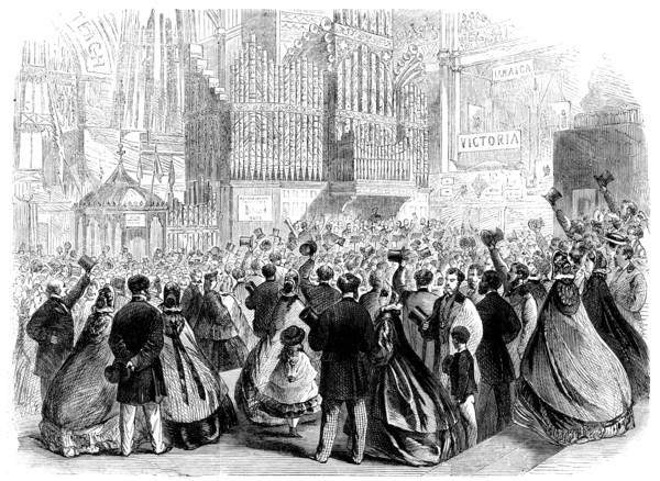 The International Exhibition: a scene near the Eastern Dome on the closing day, 1862. Creator: Unknown.