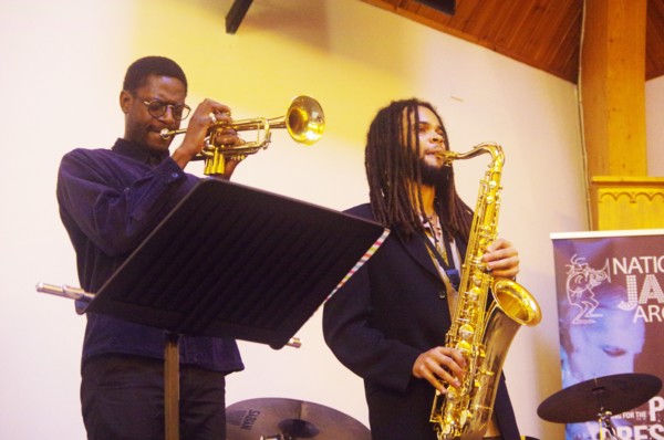 Mark Kavuma and David Kayode, Gary Crosby Sextet, National Jazz Archive, Loughton, Essex, Oct 2023. Creator: Brian O'Connor.