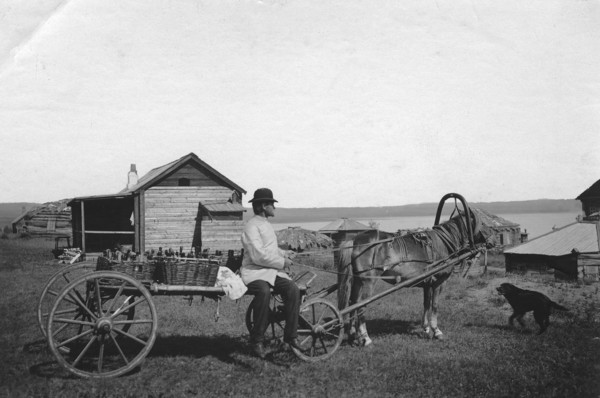 A kumys delivery man at the resort of Lake Shira, 1900-1909. Creator: LI Vonago.