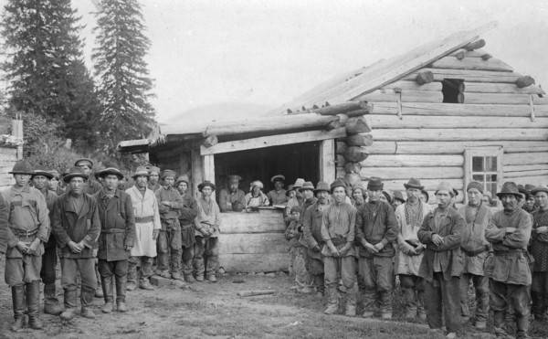 Group of Shoria Man and Members of a Land-Management Expedition, 1913. Creator: GI Ivanov.