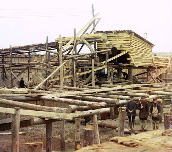 Water pumps, Beloomut, 1912. Creator: Sergey Mikhaylovich Prokudin-Gorsky.