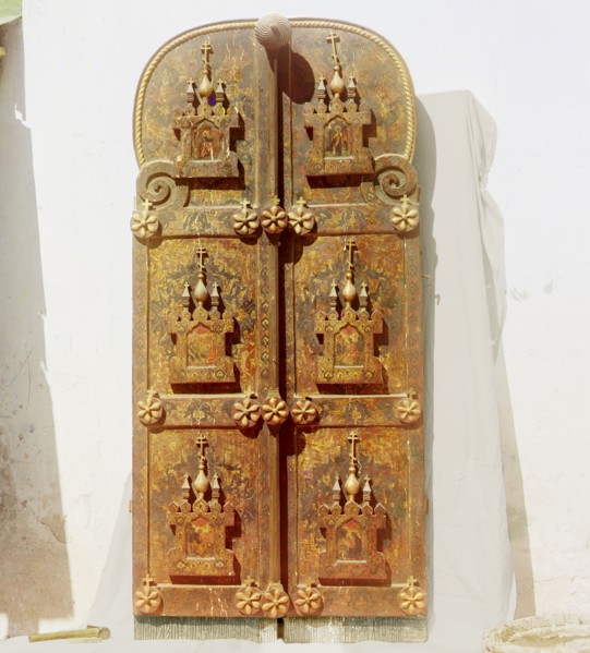 Holy Gates from 1652, Museum inventory number 1591, Rostov museum, Rostov Velikii, 1911. Creator: Sergey Mikhaylovich Prokudin-Gorsky.
