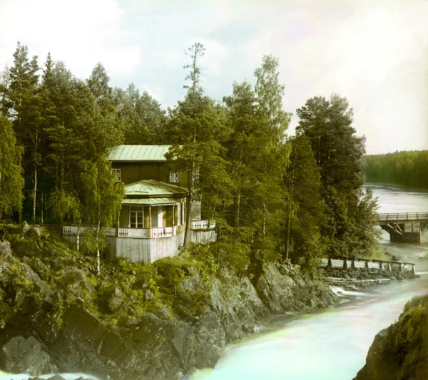 Dacha near Kivach waterfall, Suna River, 1915. Creator: Sergey Mikhaylovich Prokudin-Gorsky.