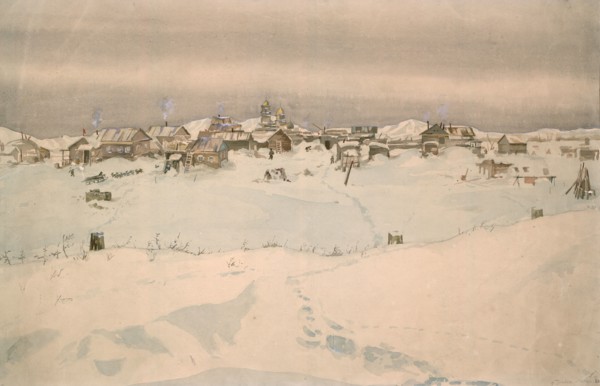 Kyusyur: Winter Landscape, 1929. Creator: Nikolaj Dmitrievic Travin.