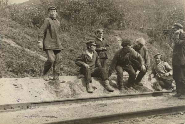 Obluchye station - Local residents near the expedition carriage, 1929. Creator: Unknown.