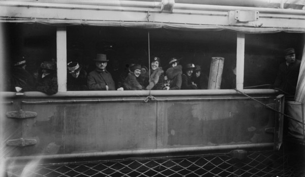 Misses McAdoo, Britton, et. al. on "Lusitania", between c1910 and c1915. Creator: Bain News Service.