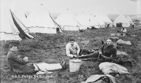 Recruits, Aldershot, H.A.C. Fargo Camp. 1914, 1914. Creator: Bain News Service.