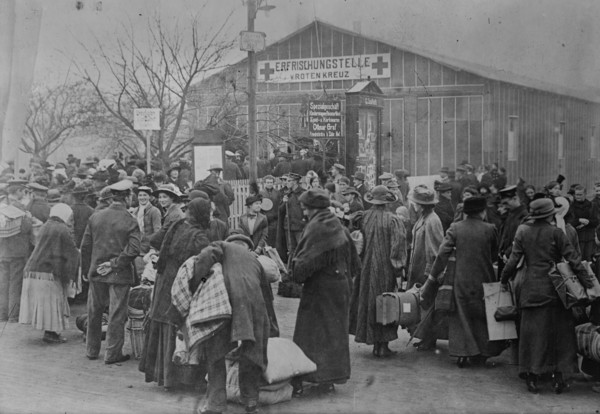 Exchanging French - English prisoners, Singen, Switz., between c1915 and c1920. Creator: Bain News Service.