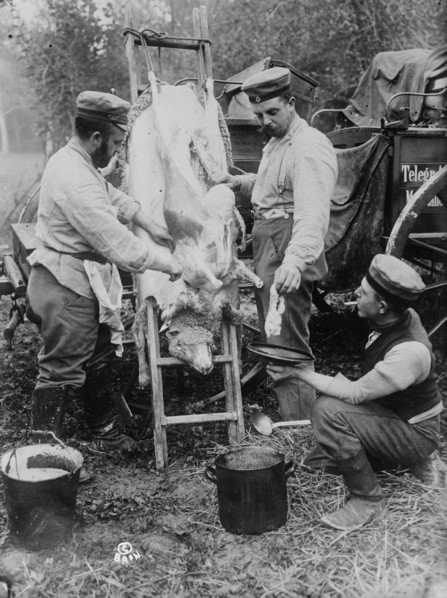 Field butcher on firing line, North Sea Coast, between 1914 and 1918. Creator: Bain News Service.