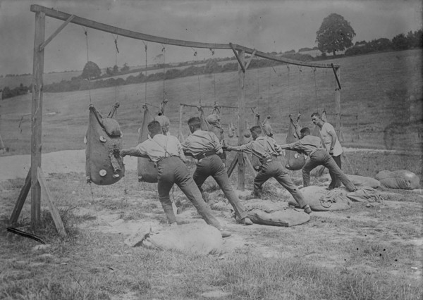 Bayonet practice, British training, 16 Aug 1917. Creator: Bain News Service.