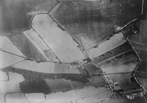 Wrecked Zeppelin from plane in Eng. [i.e. England], 1916. Creator: Bain News Service.