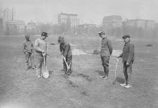 Trenches in Central Park, Mar 1918. Creator: Bain News Service.