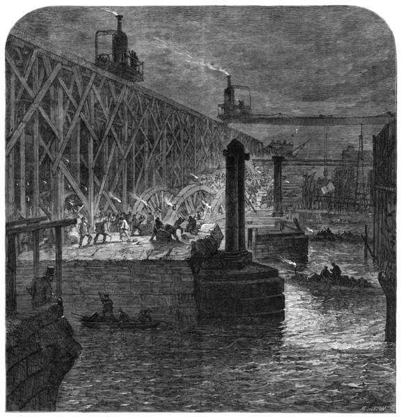 Demolition of Blackfriars Bridge, 1864. Creator: Mason Jackson.