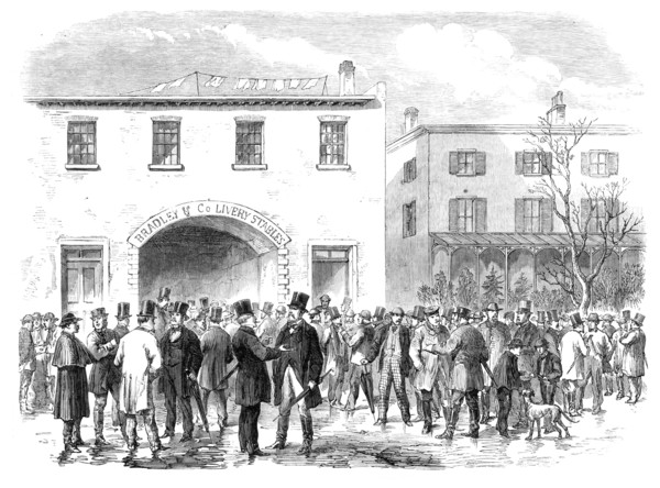 Election Day in New York: a polling-place among the "Upper Ten", 1864. Creator: Unknown.