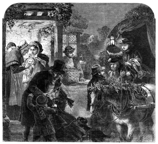 A Visit to the Old Folk on Christmas Eve - drawn by Alfred Hunt, 1864. Creator: Mason Jackson.