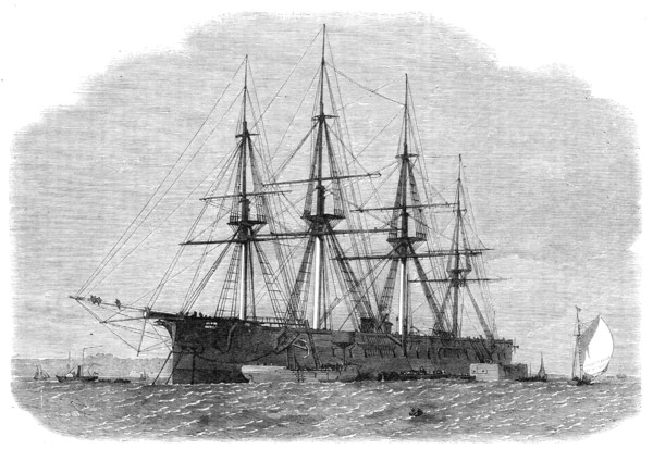 Our Iron-Clad Fleet: H.M. Steam-Frigate Achilles off Folly Point, Chatham, 1864. Creator: Unknown.
