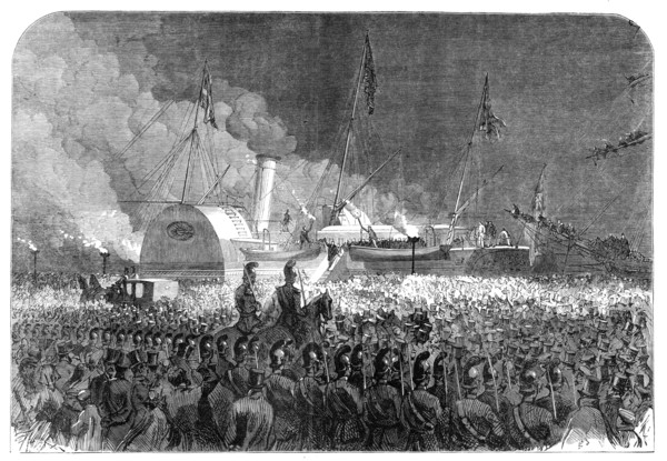 Visit of the Prince and Princess of Wales to Sweden: embarkation in the royal yacht Osborne…, 1864. Creator: Unknown.