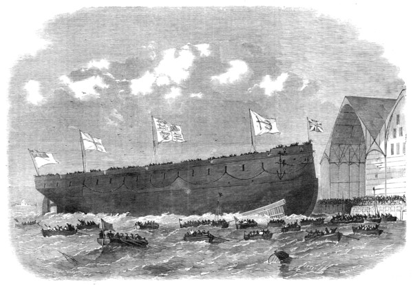 Our ironclad fleet: launch of the Royal Alfred screw-frigate at Portsmouth, on Saturday last, 1864. Creators: Edwin Weedon, Unknown.