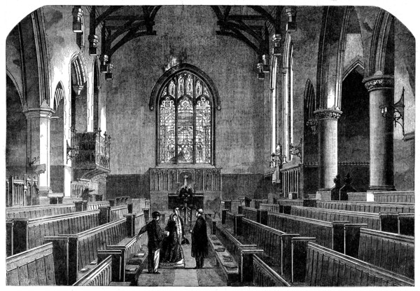 The Great Schools of England, the Chapel at Rugby School, 1862. Creator: Unknown.