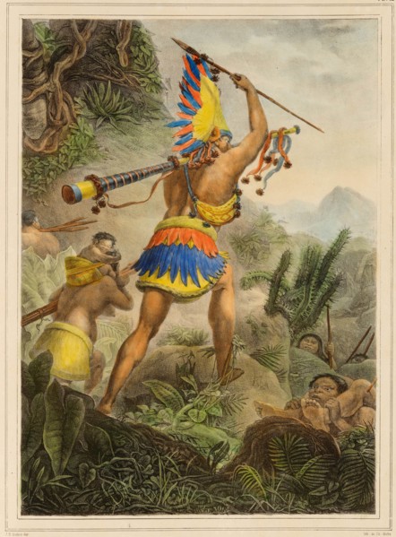 The Signal of Retreat (Coroados). From "Voyage pittoresque et historique au Brésil", 1830s. Creator: Debret, Jean-Baptiste (1768-1848).